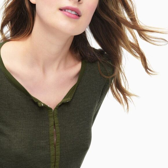 Splendid Emery Ribbed Henley Tee Green Small - Picture 3 of 10